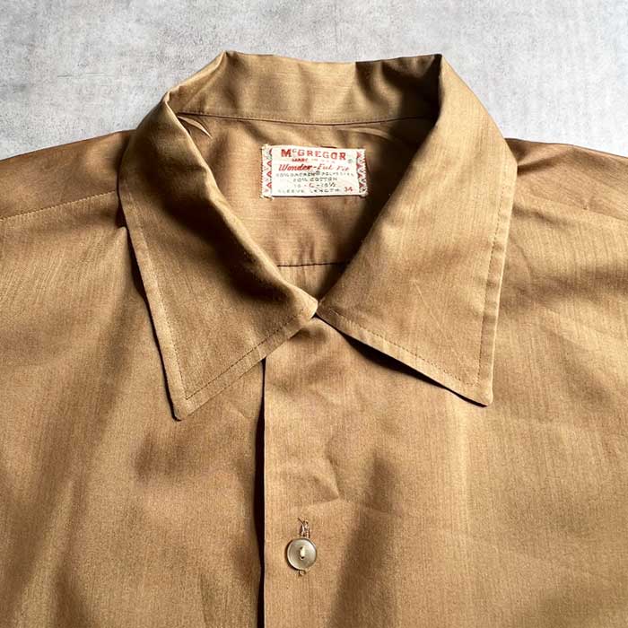 60'S McGREGOR Wonder-Ful-Fit LONG SLEEVE SHIRTS BROWN/L DEAD STOCK
