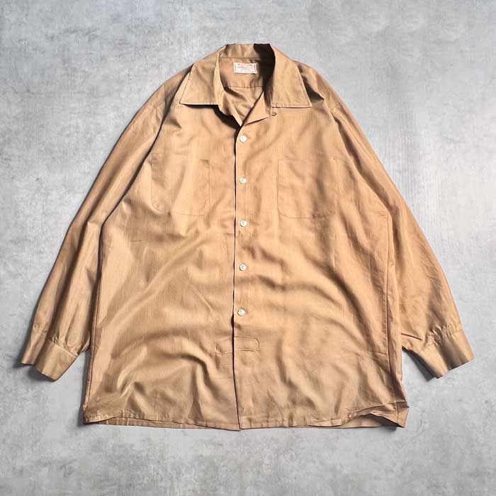 希少 USA製 古着 60's マクレガー ブラウン オープンカラーシャツ 60'S McGREGOR Wonder-Ful-Fit LONG SLEEVE SHIRTS BROWN/L DEAD STOCK