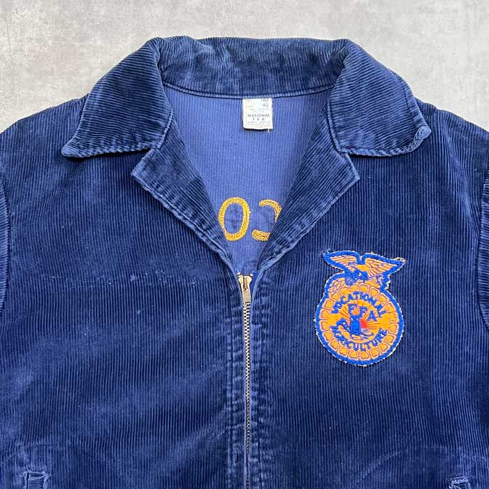 70s FFA JACKET コーデュロイ 希少 オレンジ 刺繍 38 ブルー 70s FFA JACKET コーデュロイ 希少 オレンジ 刺繍 38 ブルー