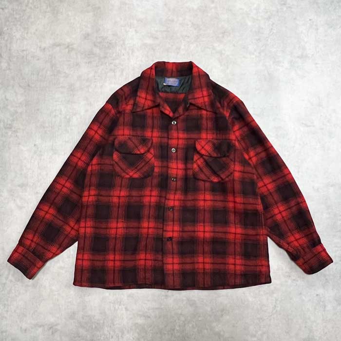 超美品USA製 重た Pendleton open collar wool shirt