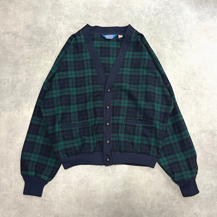 80's PENDLETON BLACKWATCH Cardigan Made in USA/XL 80年代 ペン