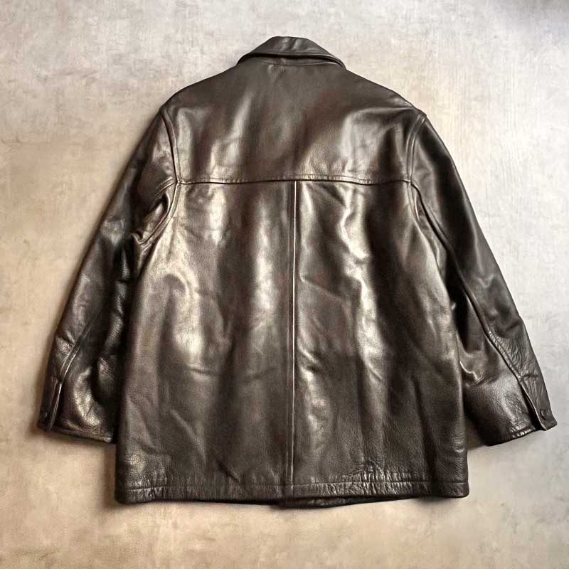 90'S J.CREW Leather Car Coat BROWN/L 90年代 ジェイクルー レザー