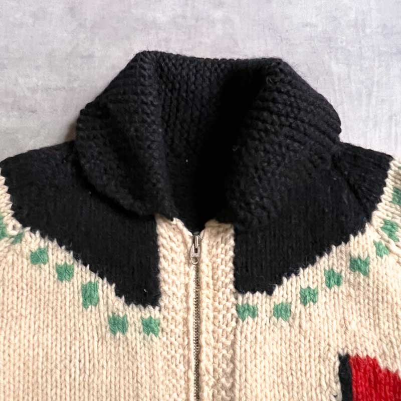 50-60'S Cowichan Golf Pattern Sweater Lightning Zipper 50-60年代