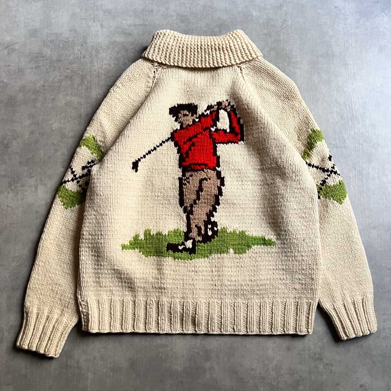 60'S Cowichan Golf Pattern Sweater 60年代 ゴルフ柄 カウチン