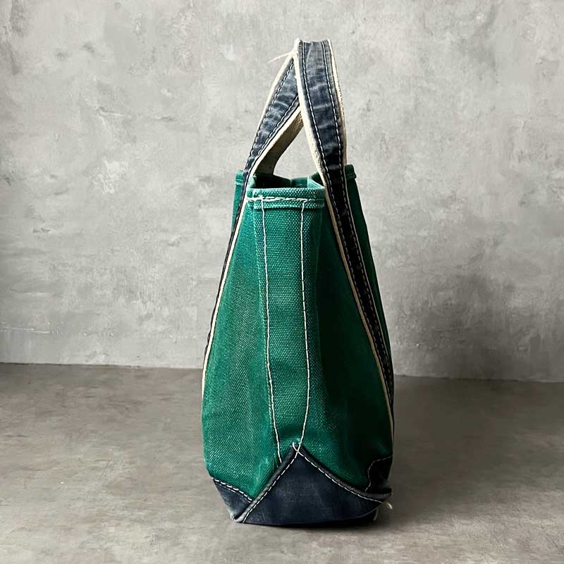 80'S L.L.BEAN Deluxe Tote Bag MEDIUM NAVY/GREEN Made in USA 80年代