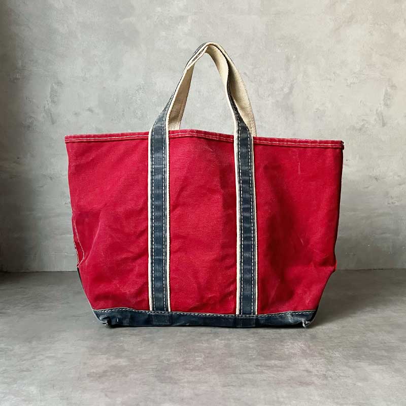 80'S L.L.BEAN Deluxe Tote Bag NAVY/RED LARGE Made in USA 80年代