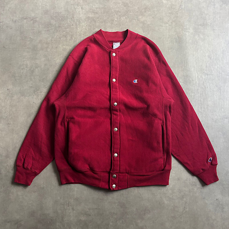 90'S Champion Reverse Weave Snap Cardigan Made in USA M/RED 90年代