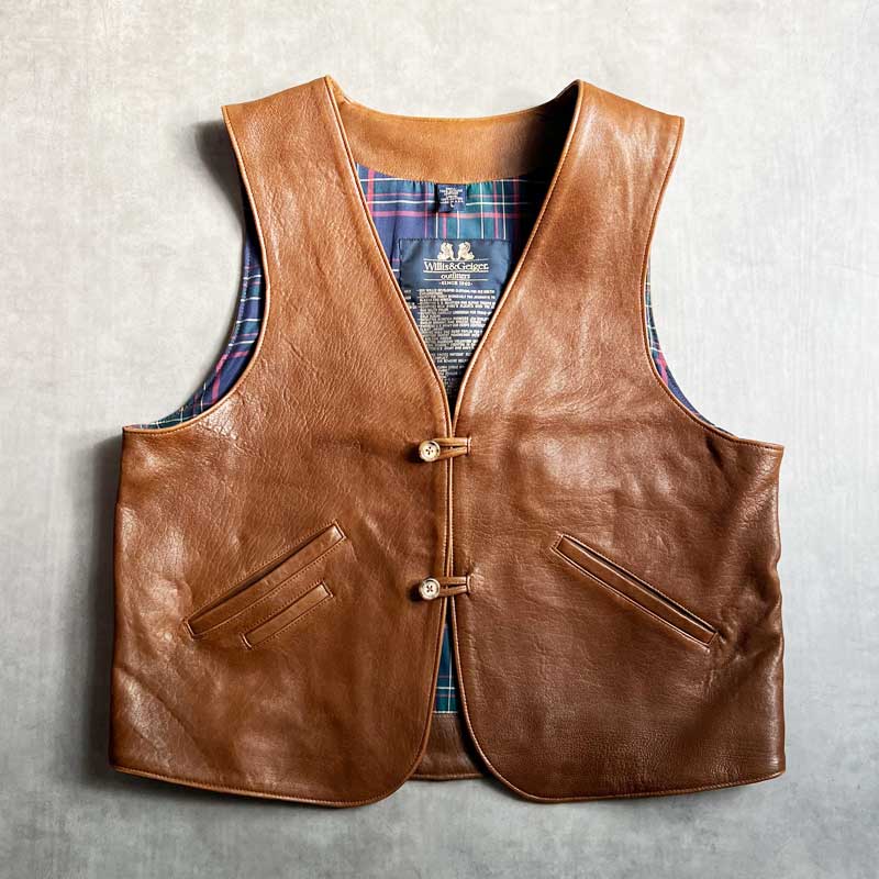 90'S WILLIS & GEIGER Leather Vest Made in USA BROWN/L 90年代