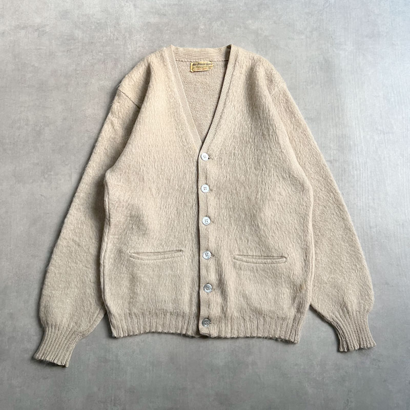 60'S THE BAGGY SHAG by LORD JEFF Mohair Cardigan BEIGE/S 60年代