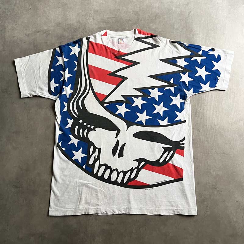 90'S GRATEFUL DEAD 1993 Summer Tour USA Flag Skull Chris Pinkerton