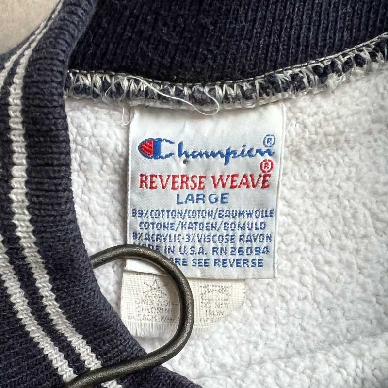 90'S CHAMPION Reverse Weave Border Rib Sweat Shirts GRAY/L Made in