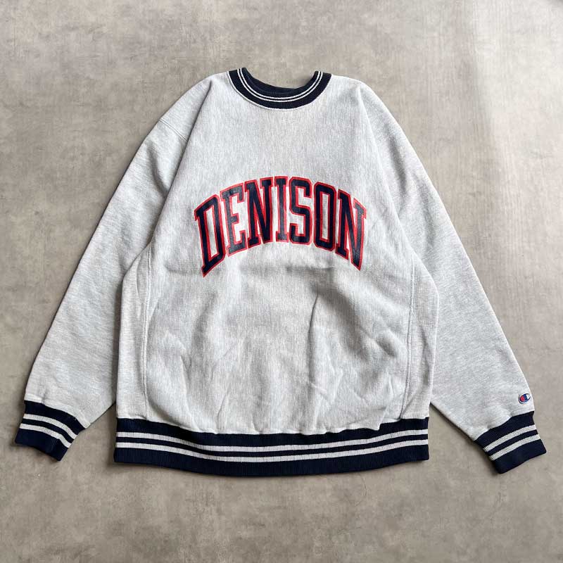 90'S CHAMPION Reverse Weave Border Rib Sweat Shirts GRAY/L Made in