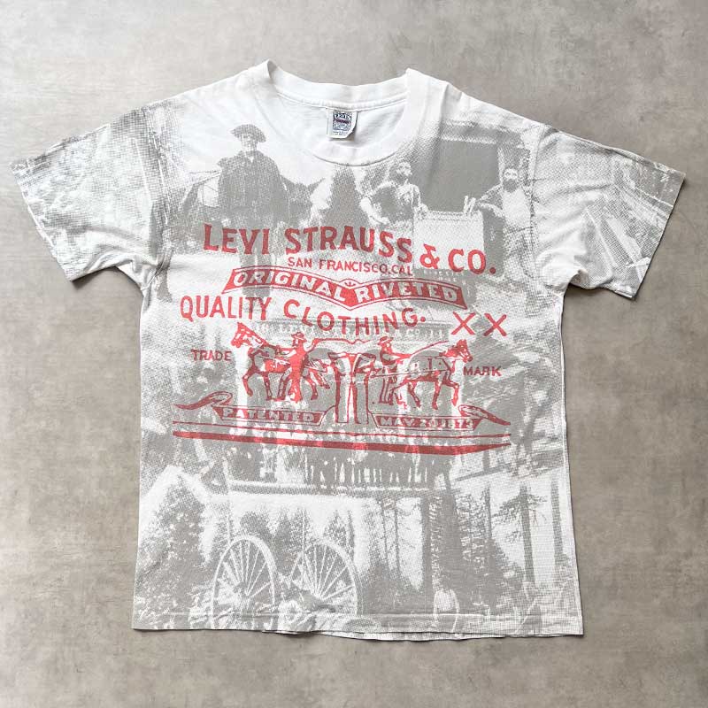 90s Levi's リーバイス 大判プリント Tシャツ USA製 Levi's - 90s USA製 ☆ リーバイス アート プリント 半袖 T