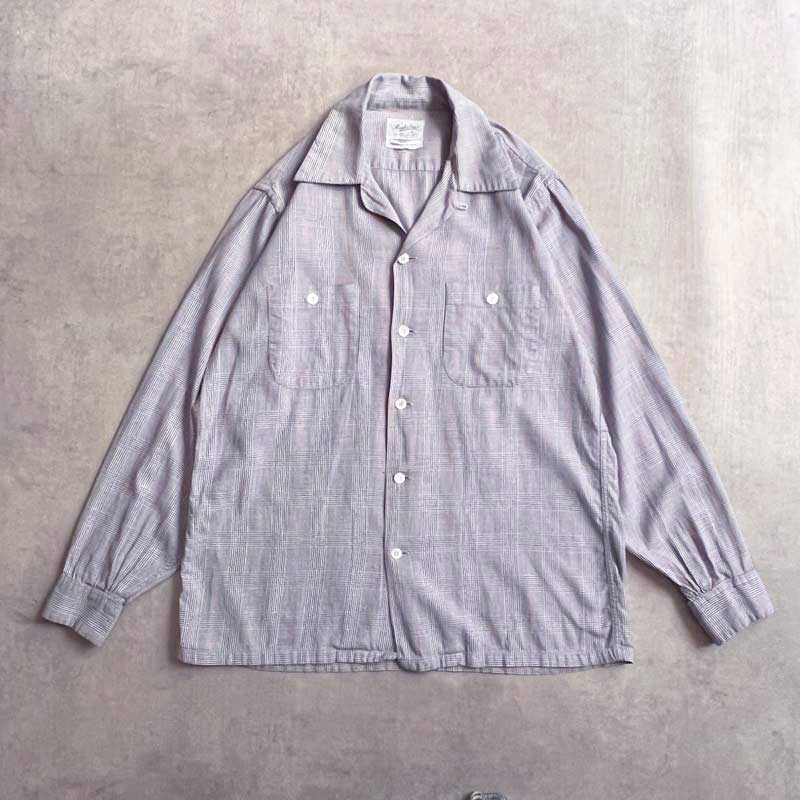 50'S MANHATTAN University Flannel Open Collar Long Sleeve Shirts