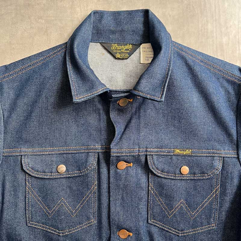 Wrangler 80s USA製 44 デニム ジャケット 74136NV 80's Wrangler 74136NV デニムジャケット SIZE 44L【0915A11
