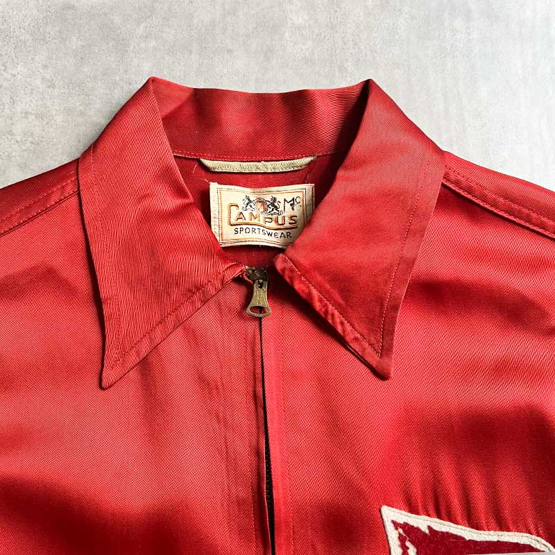40'S CAMPUS SATIN LOBO Jacket RED 40年代 ヴィンテージ キャンパス