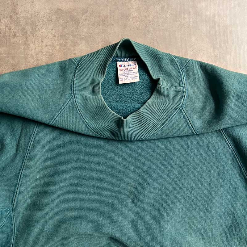 【激レア】champion リバースウィーブ USA製 90's ラグラン ポケ 90s “Champion” REVERSE WEAVE L モックネック ポケット付
