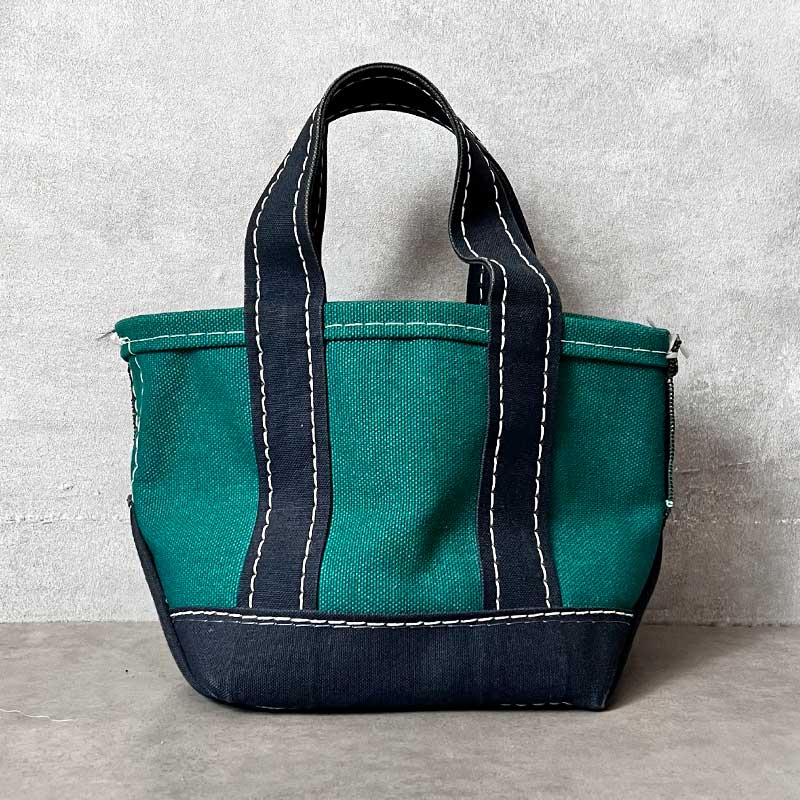 80'S L.L.BEAN Deluxe Mini Tote Bag GREEN/NAVY<br>80年代 L.L.Bean