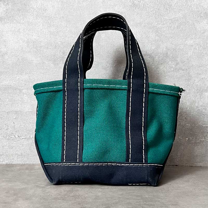 超珍品／LLBEAN／デニム／トート／NAVY／GREEN／80s／希少／旧タグ 珍品／希少ハンドルガイドライン／80s〜旧タグ／LLbean／トート／M／青
