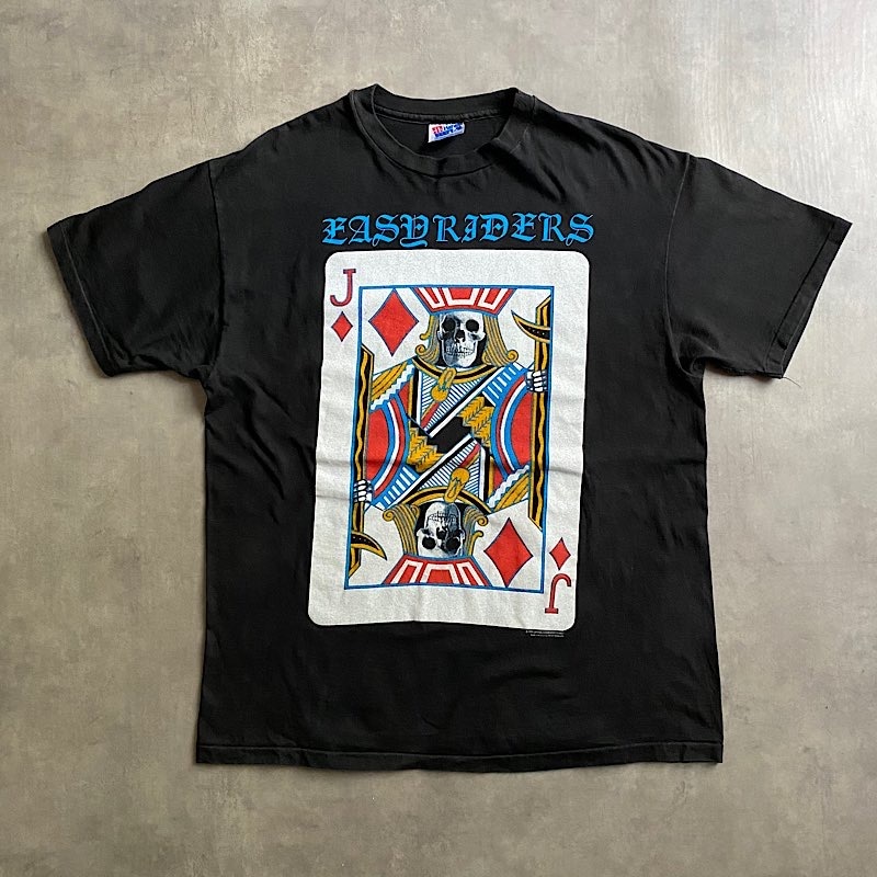 90's EASY RIDERS Trump card T-Shirt Made in USA BLACK/L 90年代