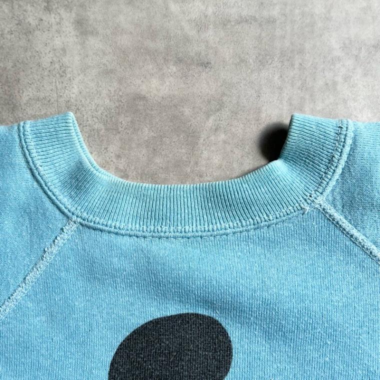 60'S MICKEY MOUSE Raglan Short Sleeve Vintage Sweat Shirts LIGHT