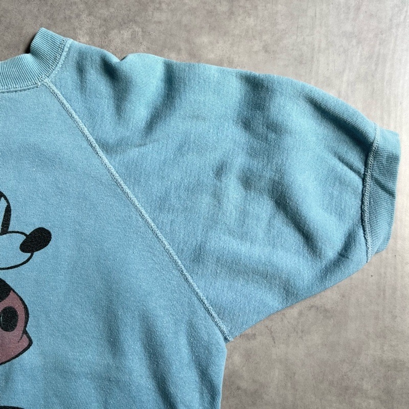 60'S MICKEY MOUSE Raglan Short Sleeve Vintage Sweat Shirts LIGHT