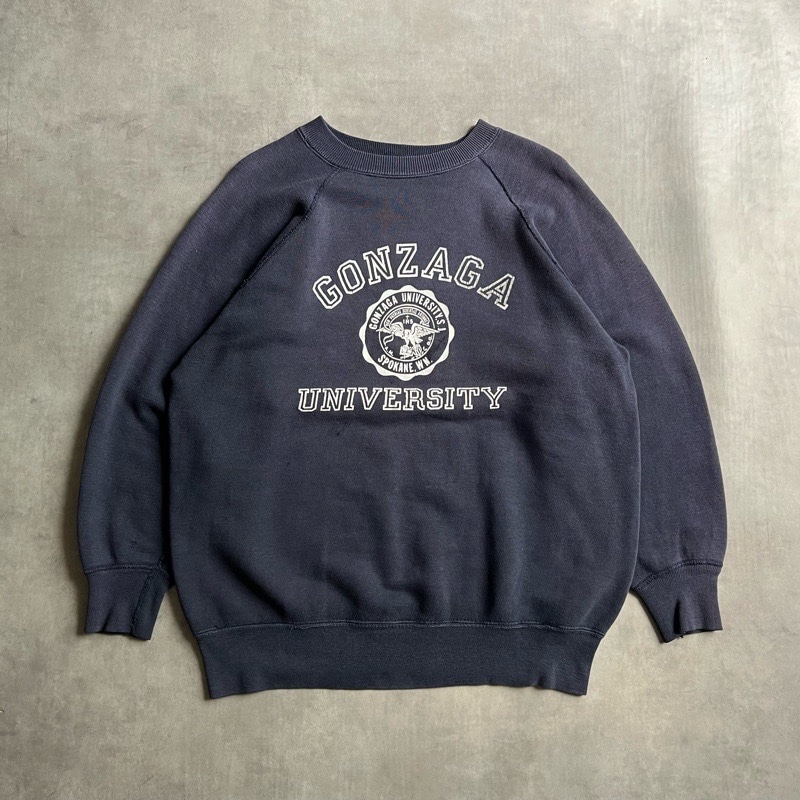 60'S Vintage College Print Raglan Sweat Shirts NAVY 60年代