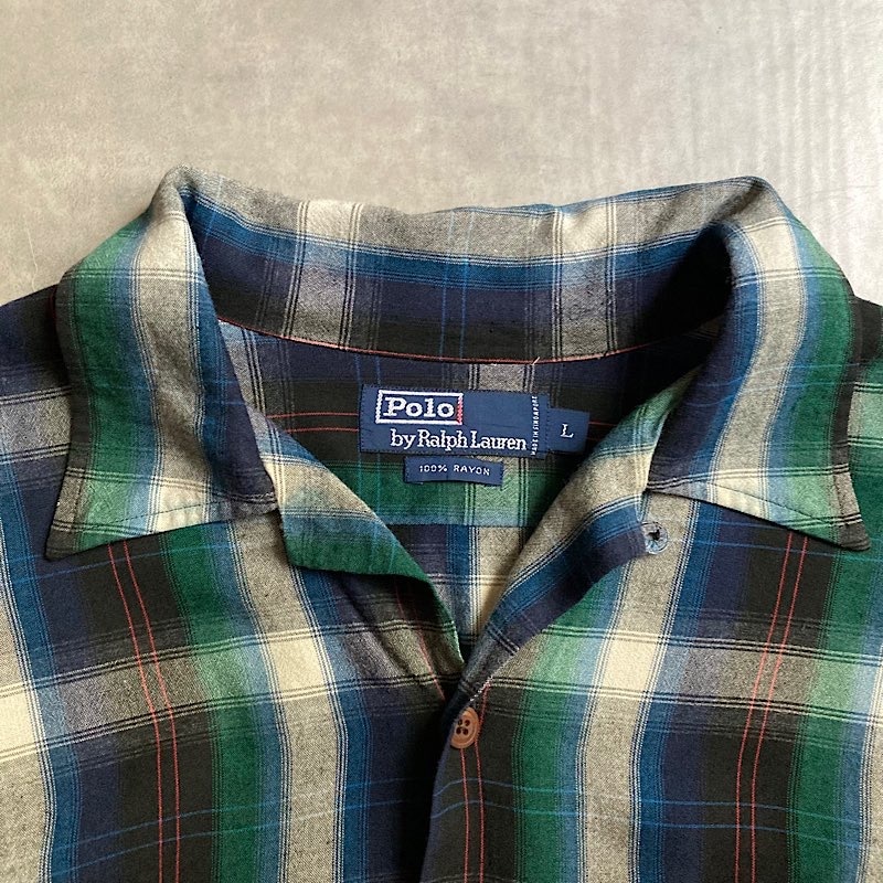 80s 90s ROBERT STOCK ノーカラー オンブレチェック シャツ TOWN CRAFT / 60S OMBRE LOOP COLLAR SHIRT MADE IN JAPAN