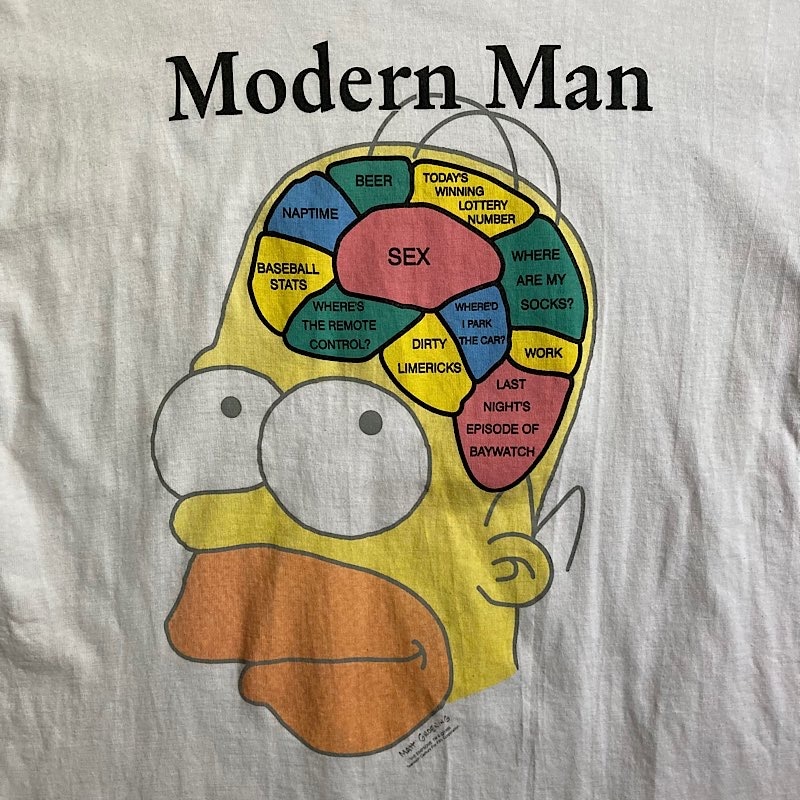 90's SIMPSONS Modern Man T-shirts Made in USA WHT/L 90年代