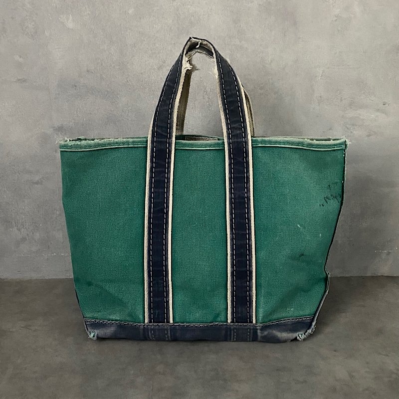 80's L.L.BEAN Deluxe Tote Bag MEDIUM GREEN/NAVY Made in USA 80年代