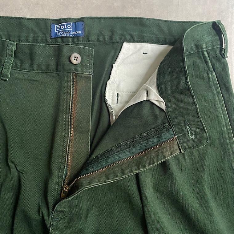 90s ポロチノ USA製 グリーンチノパン 90's POLO by Ralph Lauren Chino Trousers Made in USA Forest