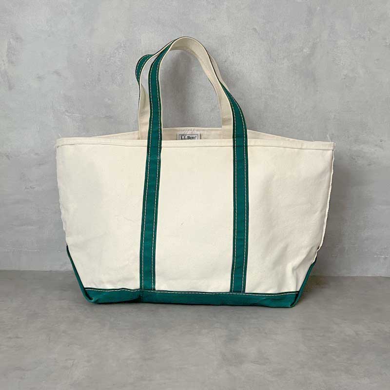 90'S L.L.Bean Boat And Tote Bag Made in USA WHITE/GREEN 90年代
