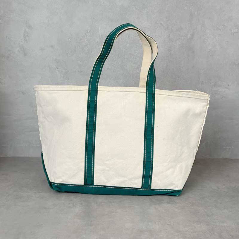 90'S L.L.Bean Boat And Tote Bag Made in USA WHITE/GREEN 90
