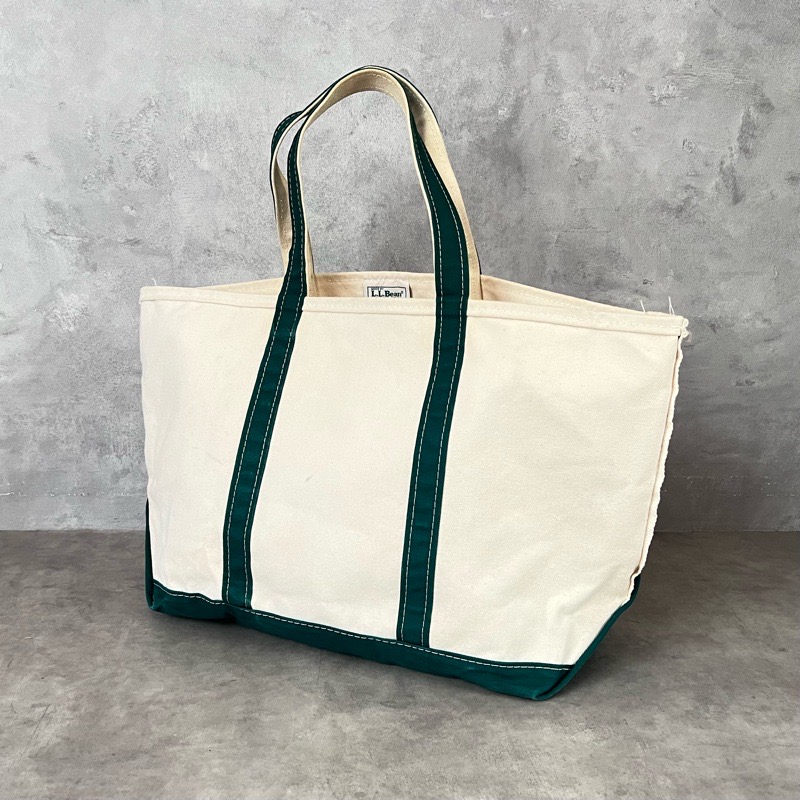 LL Bean アイボリーとグリーンのトートバッグ 90'S L.L.Bean Boat And Tote Bag WHITE/GREEN 90年代 L.L.Bean