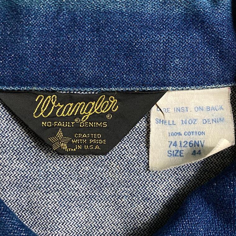 80's WRANGLER 74126 NV Denim Jacket Made in USA/44 80年代
