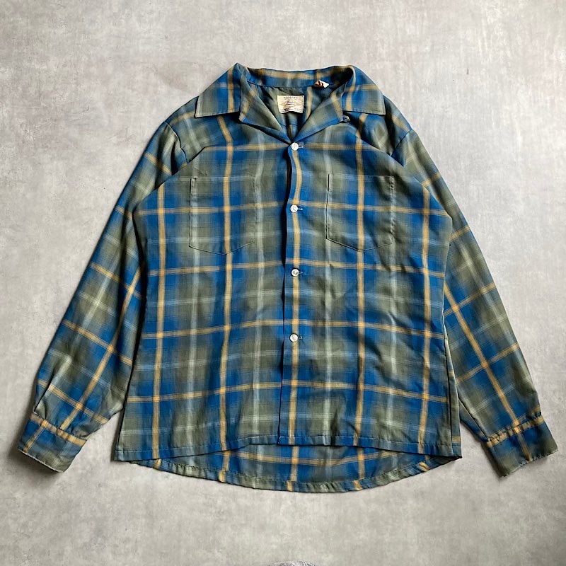 60's ARROW Decton Perma Iron L/S Check Loop Collar Shirts Made in