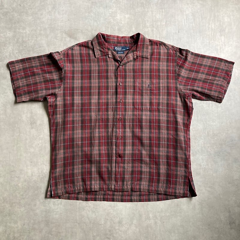 ち*)様 ポロバイラルフローレン　CADWELL 開襟　オープンカラーシャツ　X 90's POLO by Ralph Lauren 