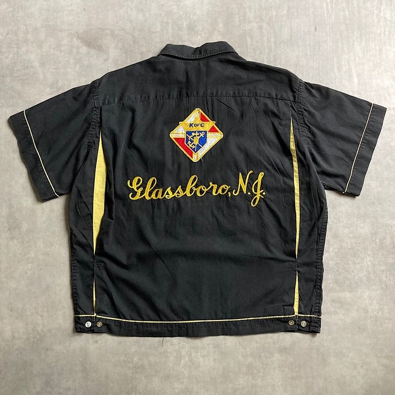 60sヒルトン(HILTON)ボーリングシャツ 50～60's HILTON Bowling shirt L BLK 50～60年代 ヒルトン ボーリング