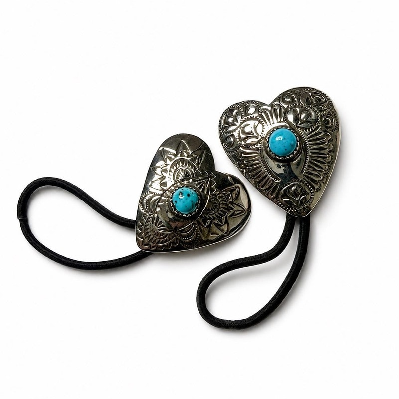【Navajo】ハートコンチョ ヘアゴム スタンプワーク インディアンジュエリー INDIAN JEWELRY】,【コンチョ】 | NAVIE STORE
