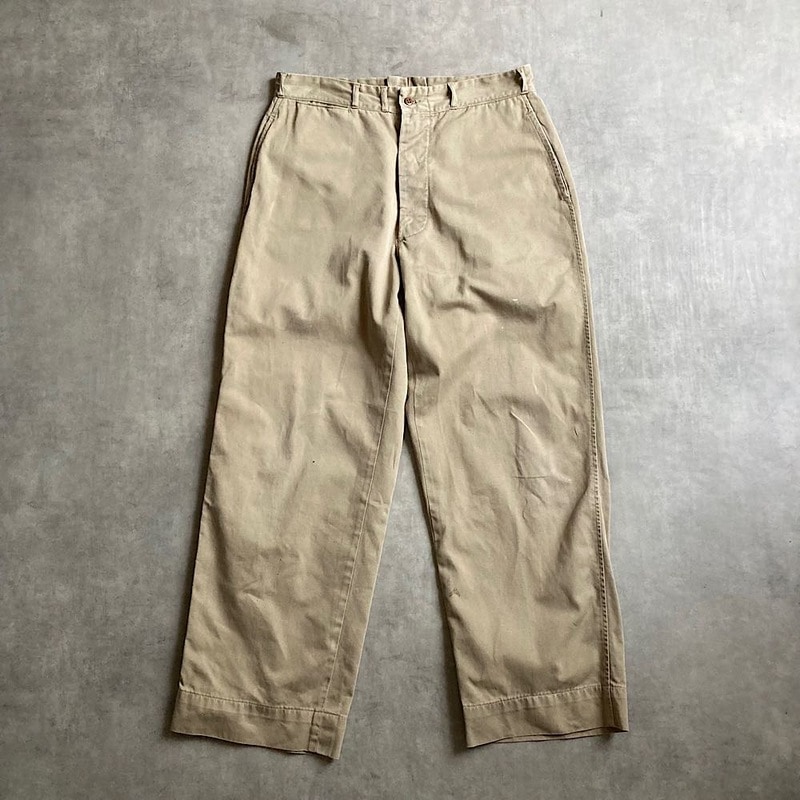 40's U.S.NAVY Chino Trousers with Tag NAVAL W32 L30 40年代 米海軍