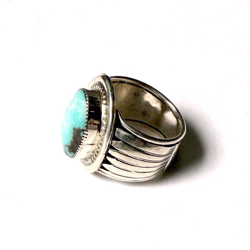 INDIAN JEWELRY NAVAJO Turquoize Sunburst Silver Ringインディアン