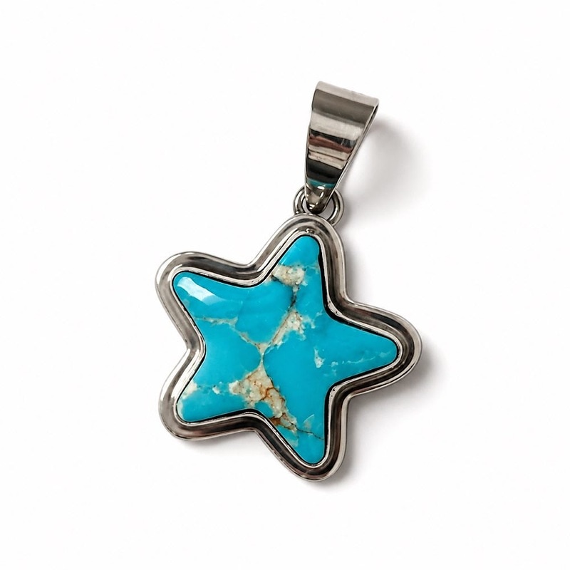 INDIAN JEWERLY NAVAJO STAR Turquoize Silver Topインディアン