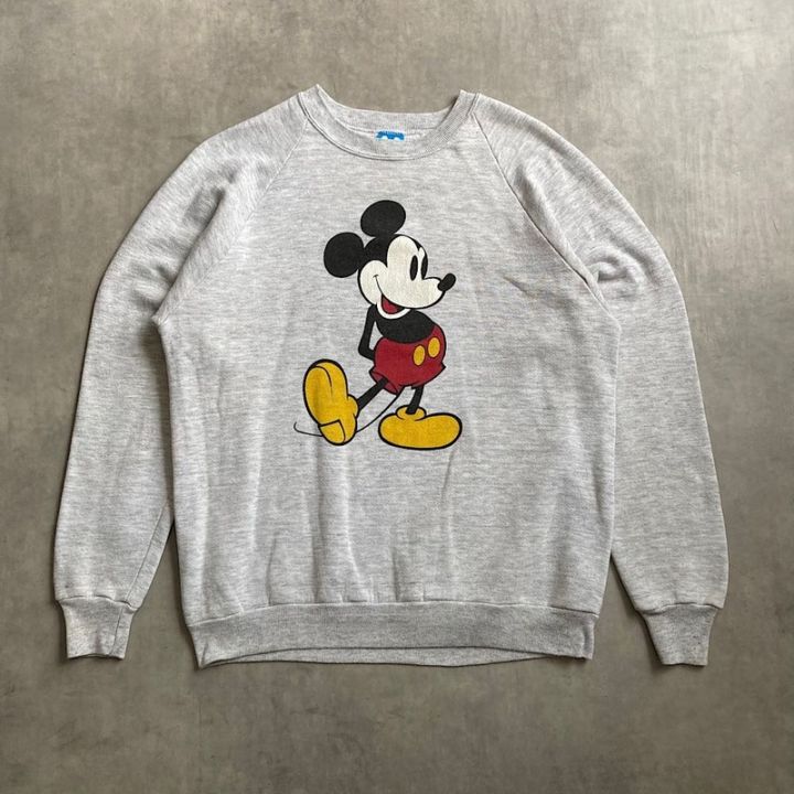 海外限定4XL⭐️オーバーサイズ クルーネック スウェット michi 80's DISNEY Mickey Mouse Sweat Shirt Made in USA GRY/L 80年代
