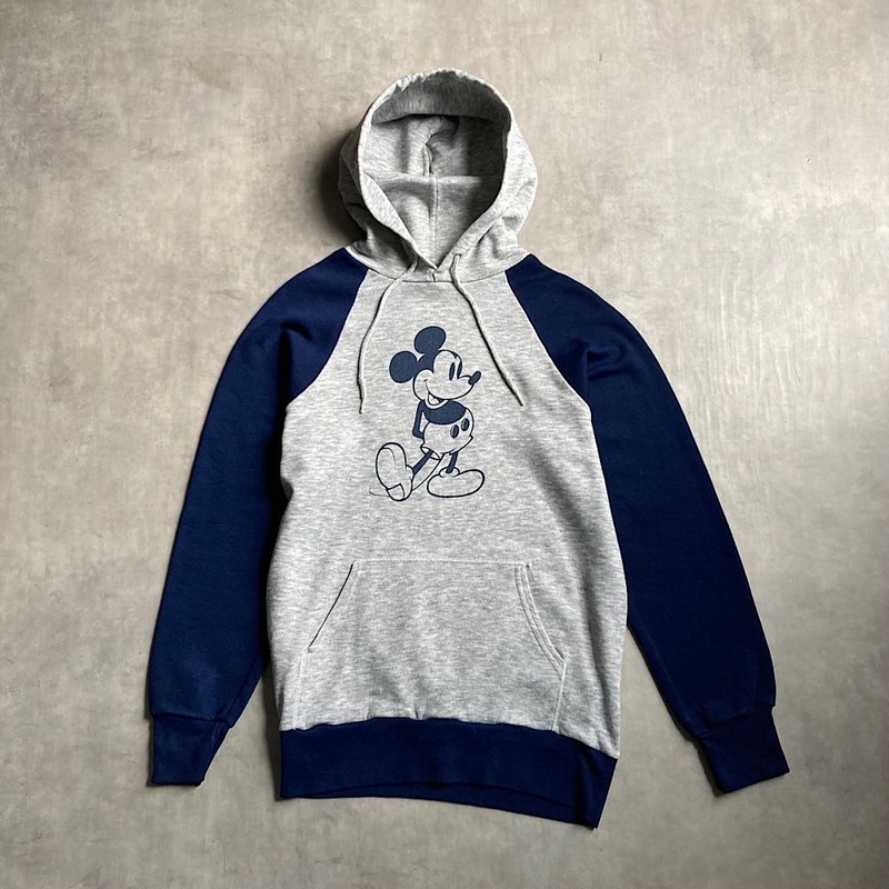 80's DISNEY CASUAL Mickey Mouse Raglan 2Tone Parka GRY/M 80年代