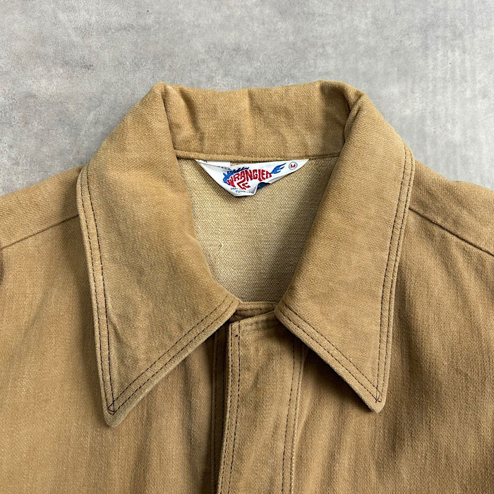 70's Wrangler Moleskin Cotton Shirts Jacket Made in USA BEIGE/M 70ǯ 󥰥顼 ⡼륹 ĥ㥱å ꥫ