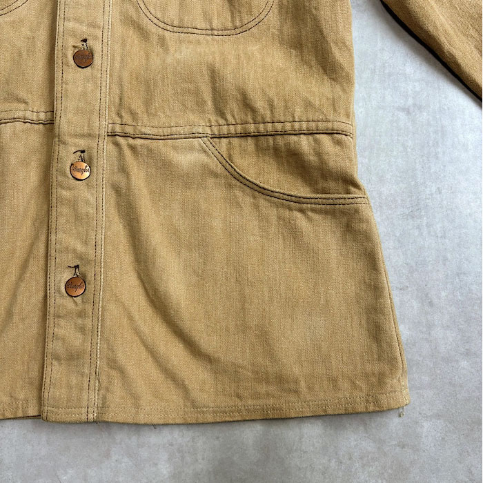 70's Wrangler Moleskin Cotton Shirts Jacket Made in USA BEIGE/M 70ǯ 󥰥顼 ⡼륹 ĥ㥱å ꥫ