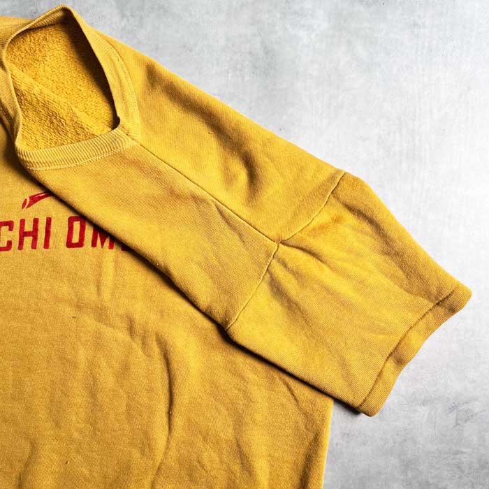 60s 半袖スウェット　フロッキー　マスタード VINTAGE 60'S FLOCKY PRINT SHORT SLEEVE SWEAT SHIRTS MUSTARD