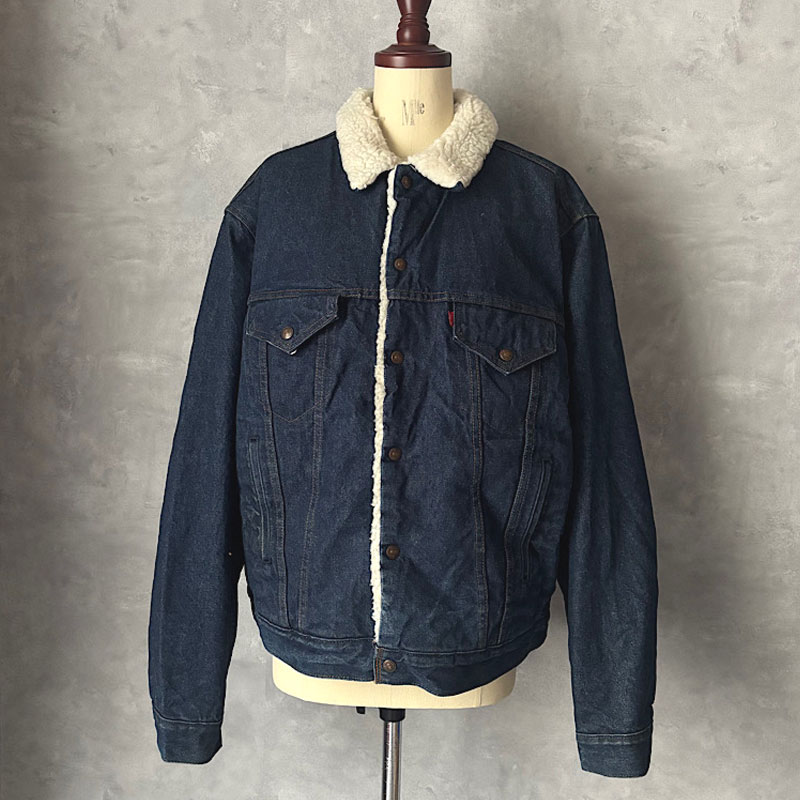 80's Levi's 71608-0216 Boa Denim Trucker Jacket Made in USA 46L 80