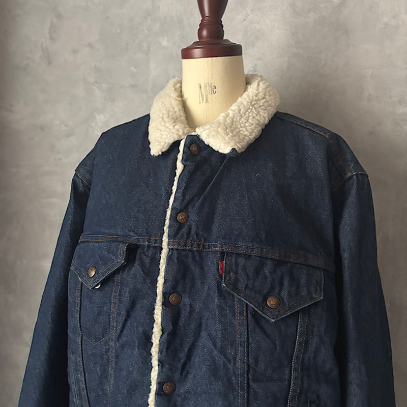 80's Levi's 71608-0216 Boa Denim Trucker Jacket Made in USA 46L 80