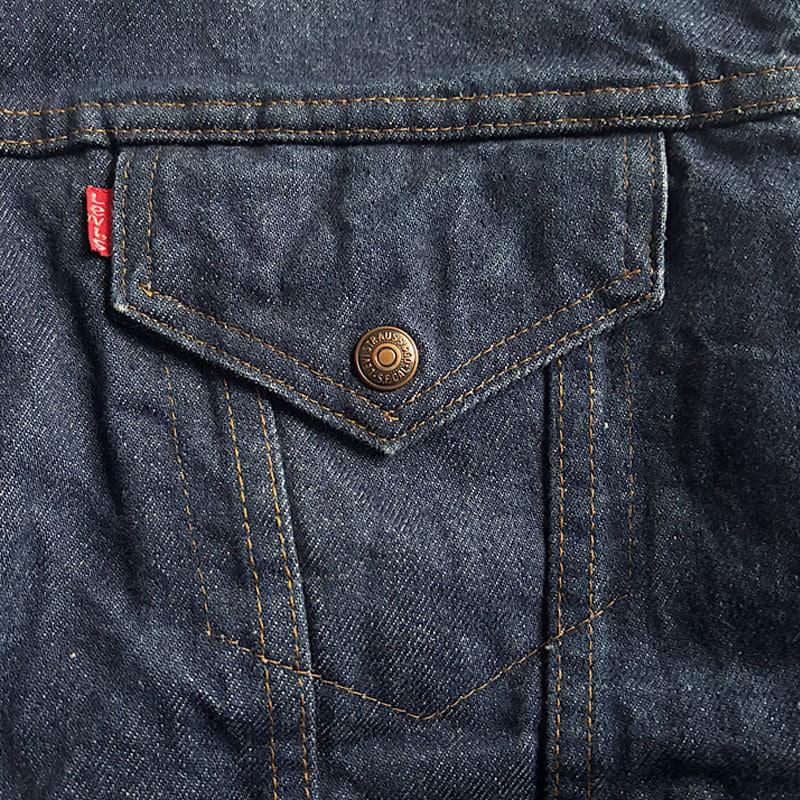 80's Levi's 71608-0216 Boa Denim Trucker Jacket Made in USA 46L 80